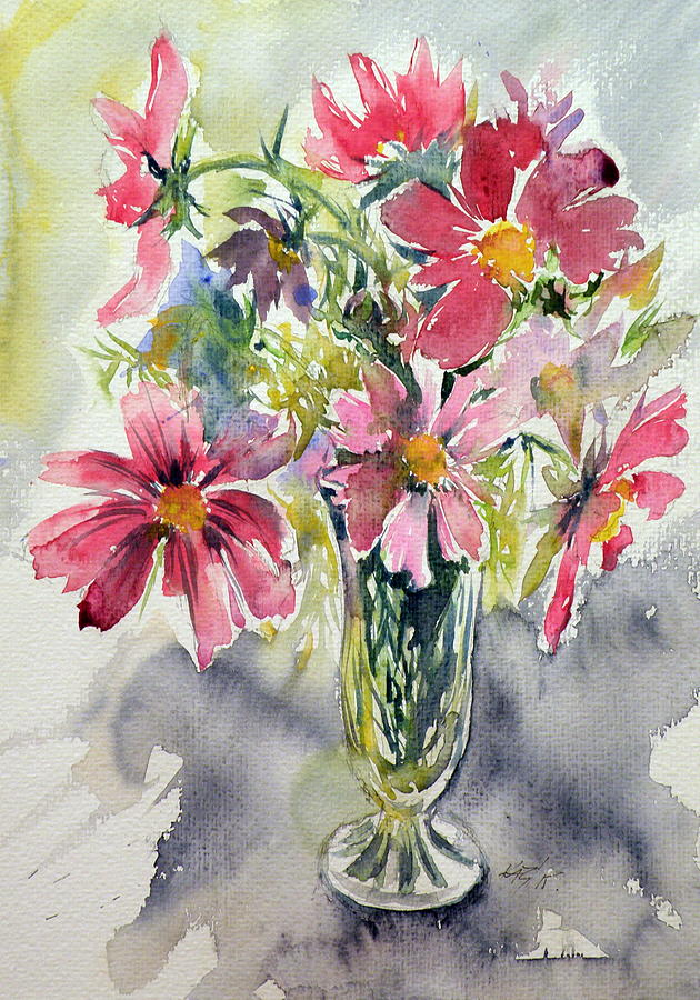 Still Life Painting - Still life with windflowers #1 by Kovacs Anna Brigitta