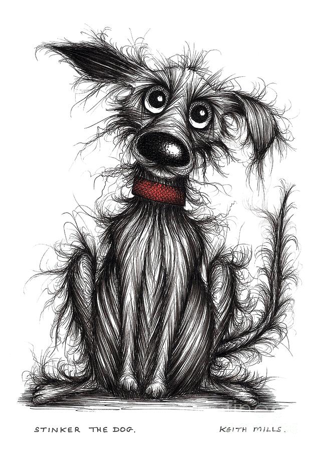 Stinker the dog #1 Drawing by Keith Mills
