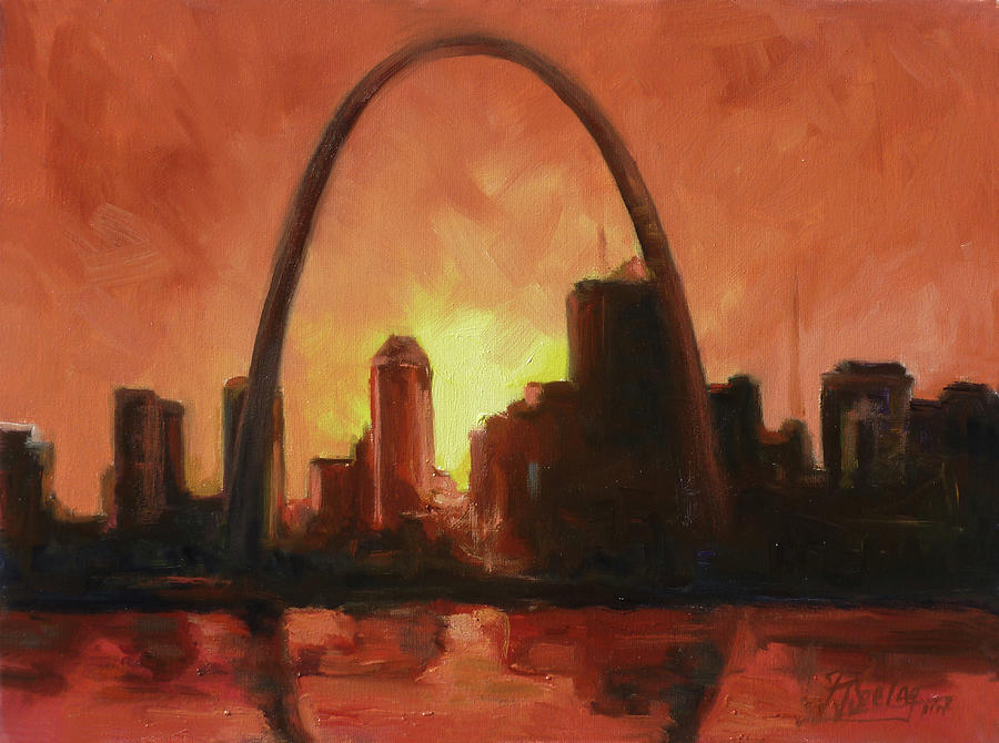 St.Louis Downtown - Sunset Painting by Irek Szelag