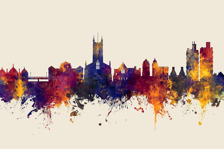 Stoke-on-Trent England Skyline #1 Digital Art by Michael Tompsett