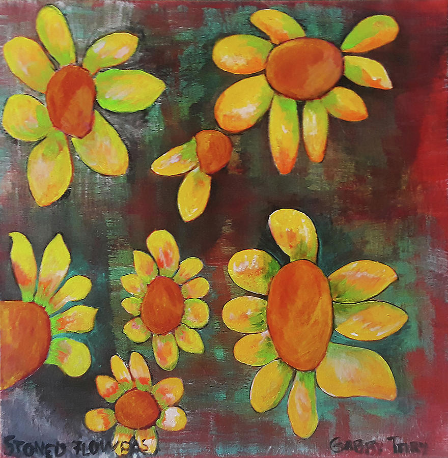 Yellow Flowers Painting by Gabby Tary