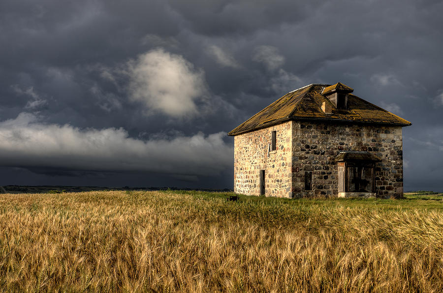 Storm Clouds Prairie Sky Stone House #1 Photograph by Mark Duffy