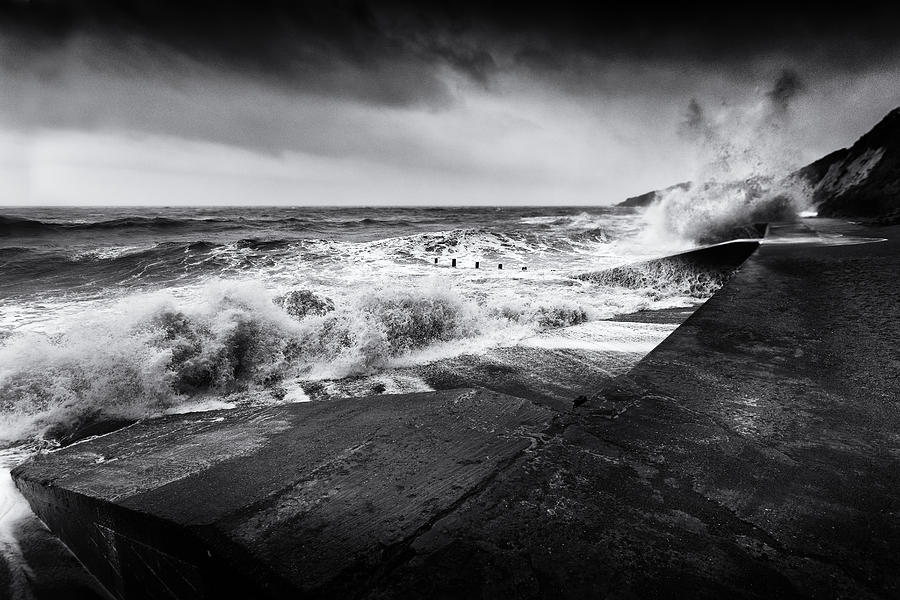 Black And White Photograph - Stormy Folkestone #1 by Ian Hufton