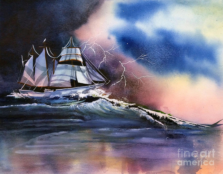 Stormy Painting - Stormy Sea #1 by Frank Zampardi