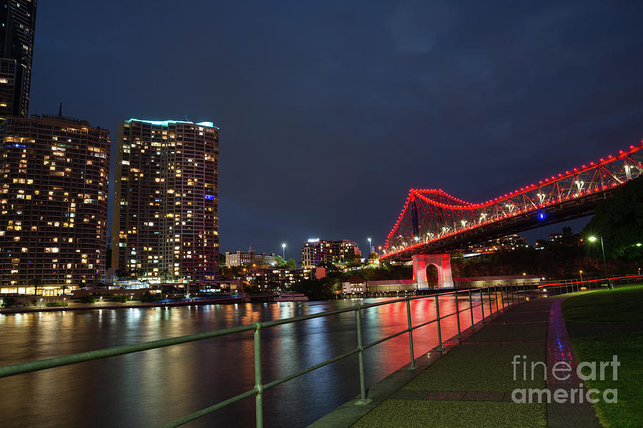 Story Bridge lit up  #1 Photograph by Andrew Michael