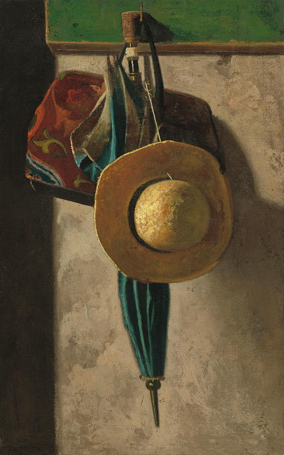 Straw Hat, Bag, and Umbrella #1 Painting by John Frederick Peto