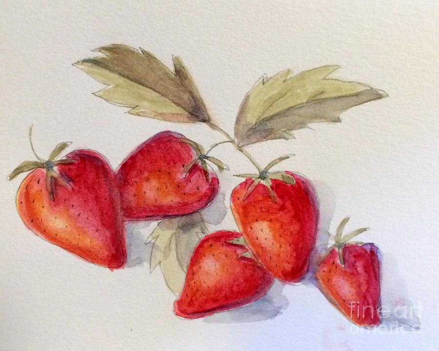 Strawberries Painting by Nancy Anton