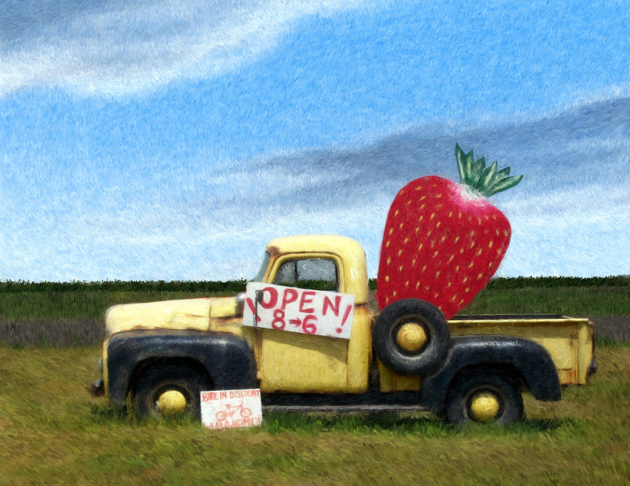 Strawberry Truck #1 Digital Art by Snake Jagger