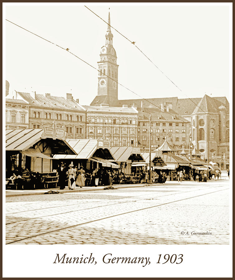 Street Market, Munich, Germany, 1903 #1 Photograph by A Macarthur Gurmankin