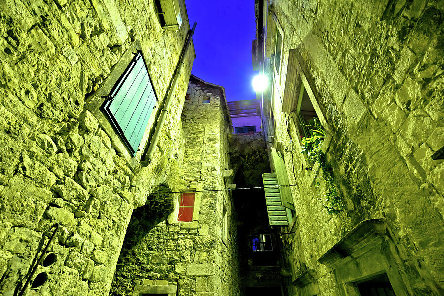 Street od Old Split stone architecture evening view #1 Photograph by Brch Photography