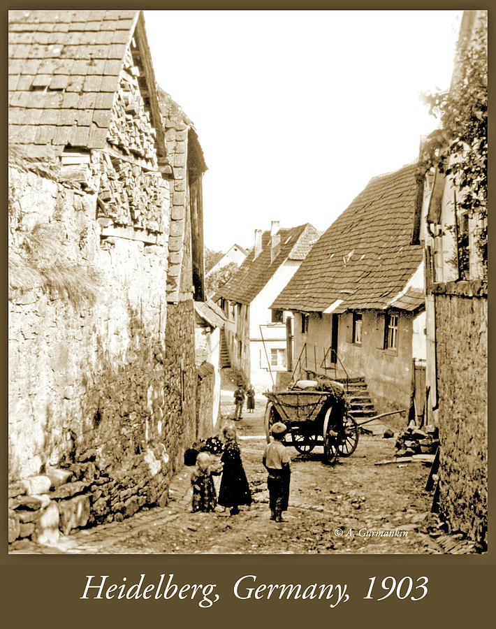 Street Scene, Heidelberg Germany 1903 #1 Photograph by A Macarthur Gurmankin