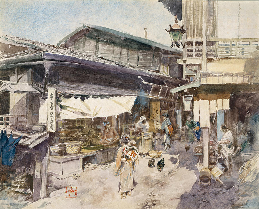 Street Scene in Ikao, Japan #2 Drawing by Robert Frederick Blum
