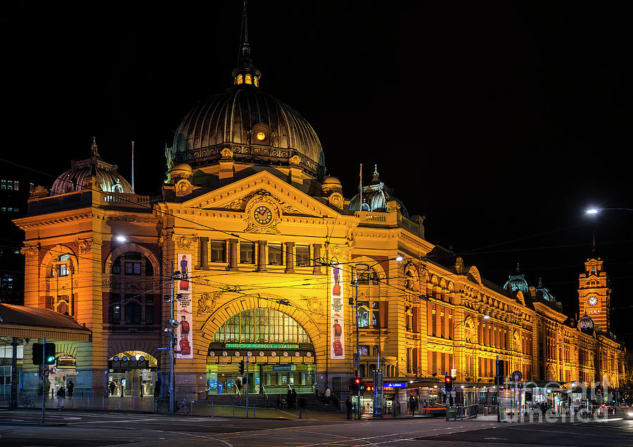 Street Scene Outside Flinders Street Station In Central Melbourn #1 Photograph by JM Travel Photography