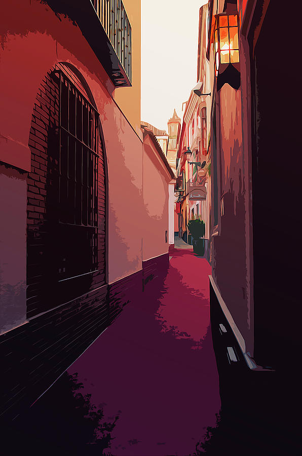 Streets of Spain - A view from Seville #1 Painting by AM FineArtPrints