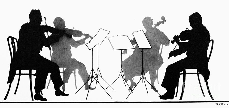 Cello Drawing - STRING QUARTET, c1935 #2 by Hilda Wiener