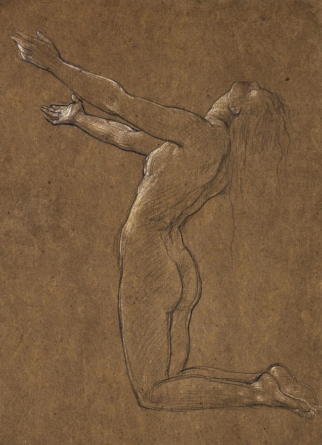 Frederic Leighton Drawing - Study for Clytie #2 by Frederic Leighton