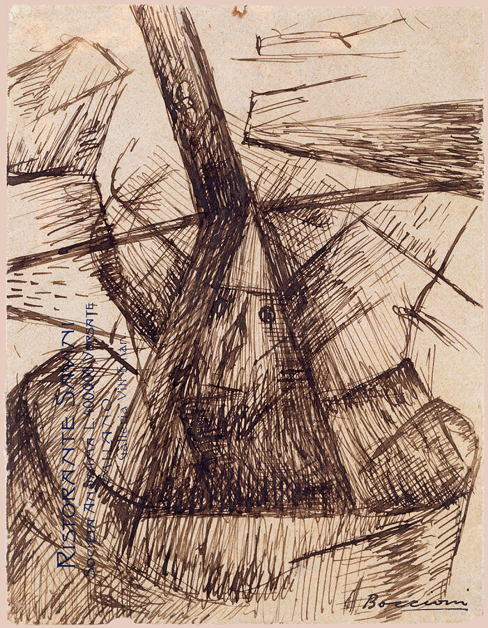 Study for Fusion of a Head and a Window, from 1912 Drawing by Umberto Boccioni