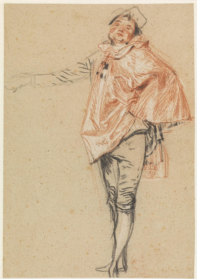 Study of a Standing Dancer with an Outstretched Arm #2 Drawing by Antoine Watteau