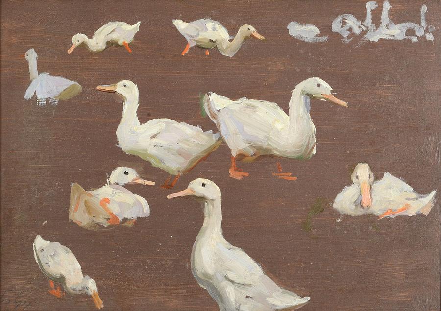 Study of ducks #1 Painting by Alexander Mann - Fine Art America