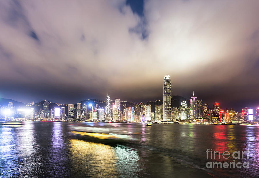 Stunning view of Hong Kong island at night.  #1 Photograph by Didier Marti