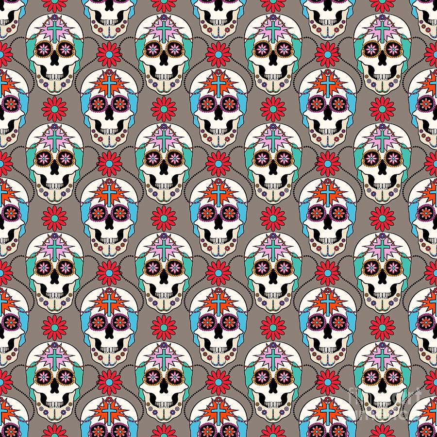 Sugar Skulls Pattern 2 Digital Art by MM Anderson