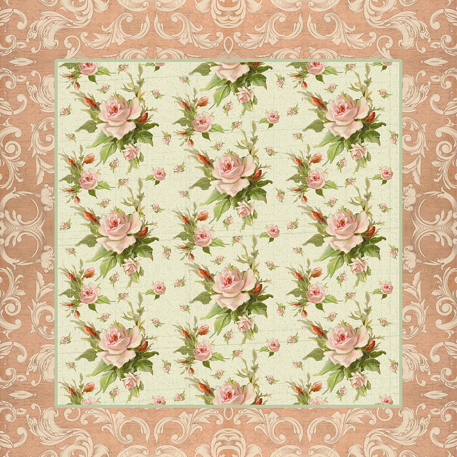 Summer at Cape May - Aged Modern Roses Pattern Painting by Audrey Jeanne Roberts