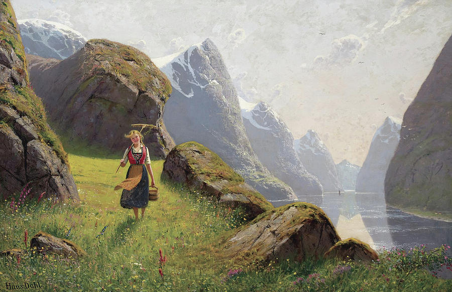 Summer In The Fjord #2 Painting by Hans Dahl