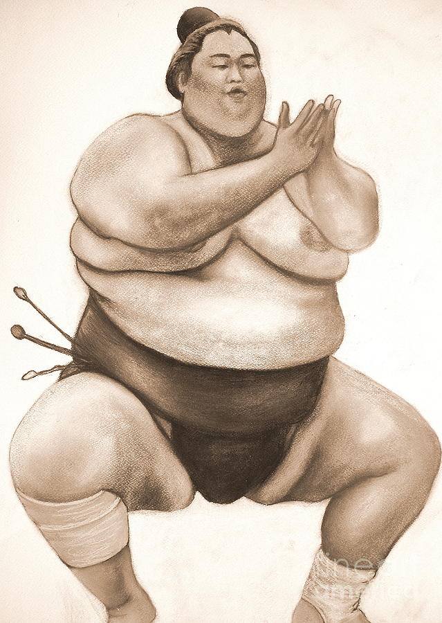 Man Drawing - Sumo #1 by Gabriela Junosova