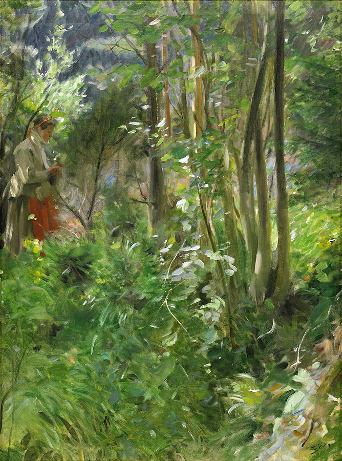 Sun in the forest #3 Painting by Anders Zorn