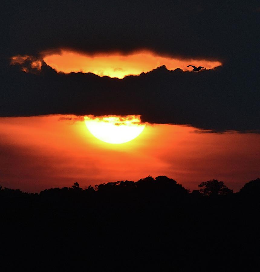 Sun Setting Below A Cloud Two  #1 Digital Art by Lyle Crump