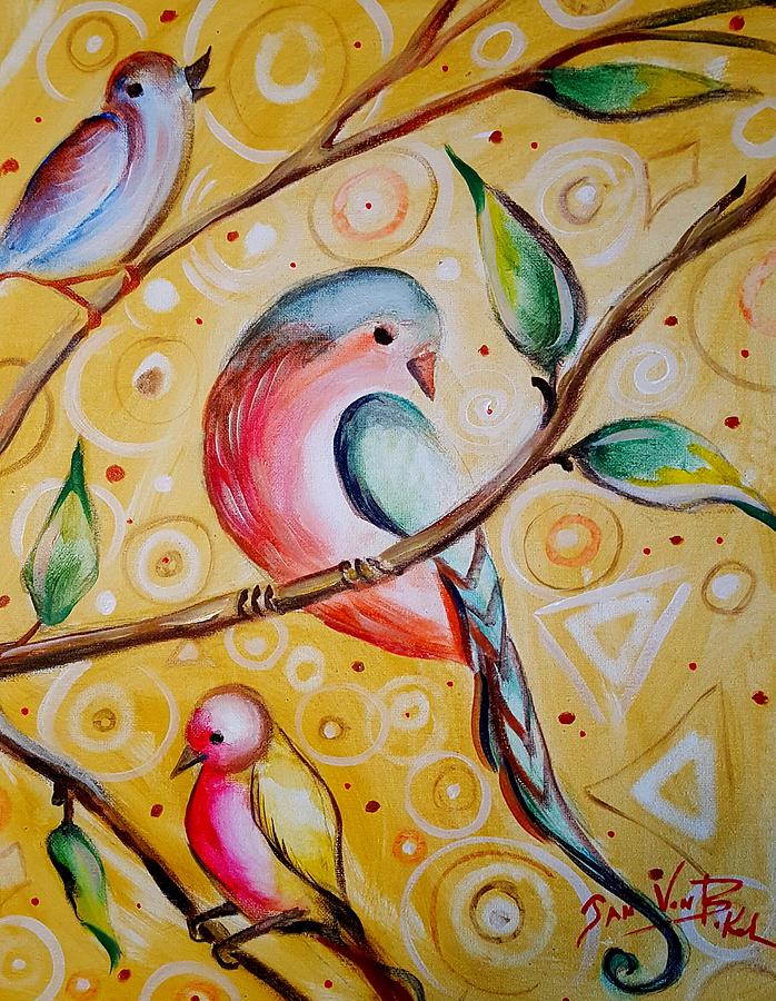 Sunshine Birds Painting by Jan VonBokel