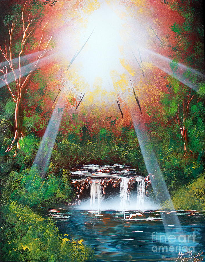 Sunbeam Falls #1 Painting by Greg Moores
