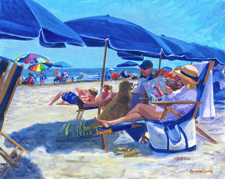Beach Painting - Sunday Umbrella Blues by Candace Lovely