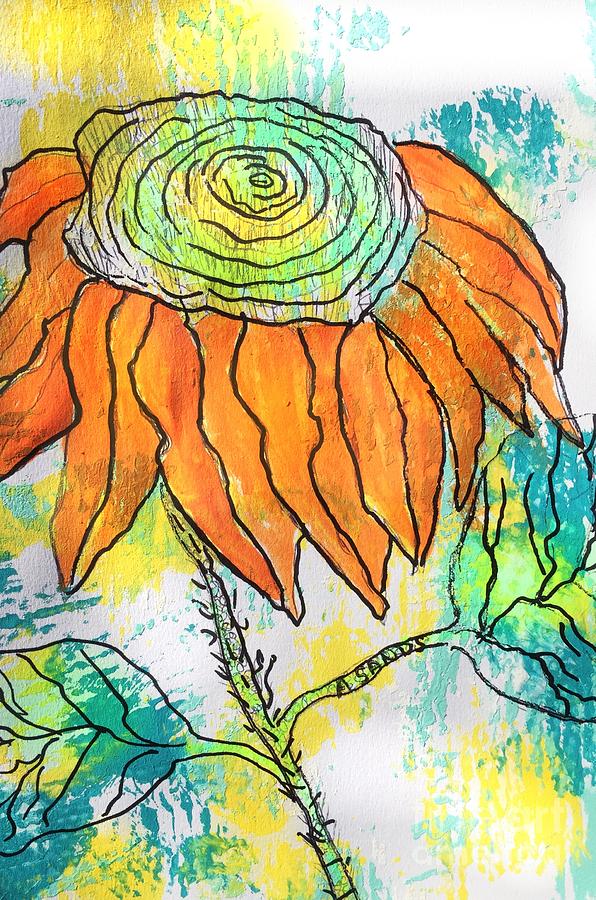 sunflower Abstract #2 Painting by Anne Sands