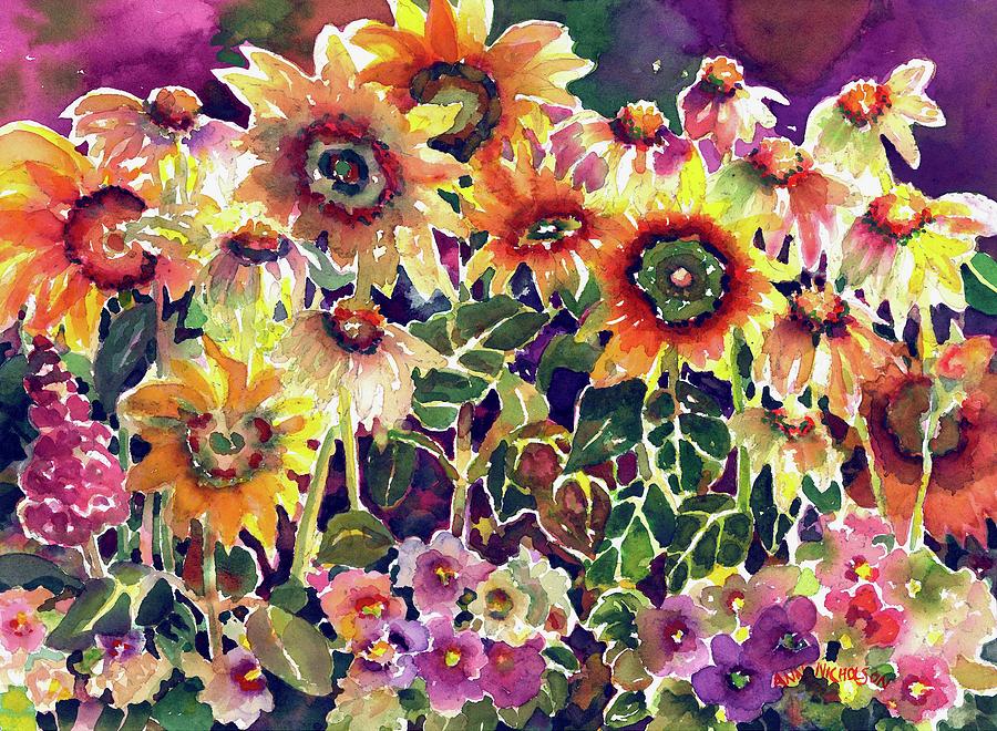 Flower Painting - Sunflower Garden #1 by Ann Nicholson