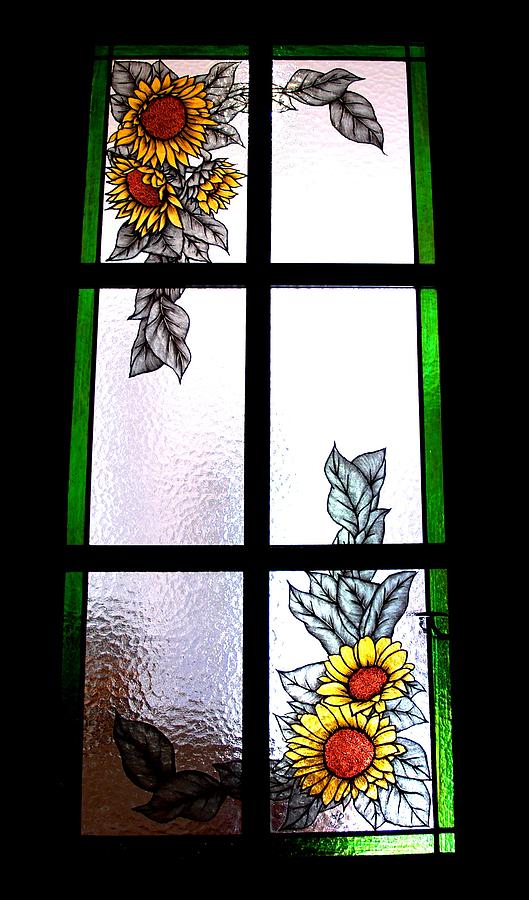 Sunflowers  #1 Glass Art by Justyna Pastuszka