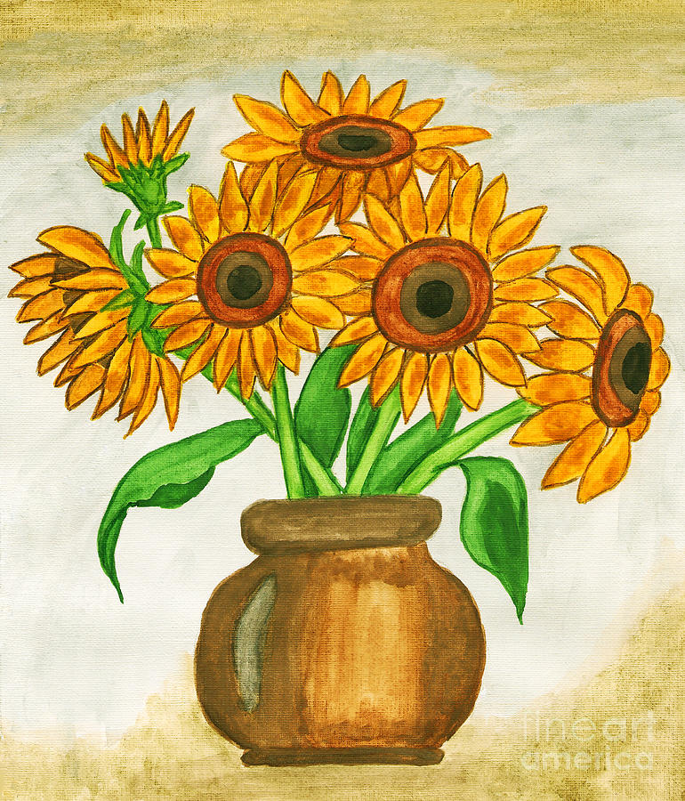 Sunflowers, painting #1 Painting by Irina Afonskaya