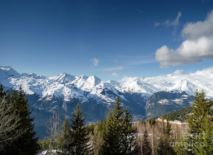 Sunny French Alps Mountain Snow View In Les Arcs France Photograph by ...