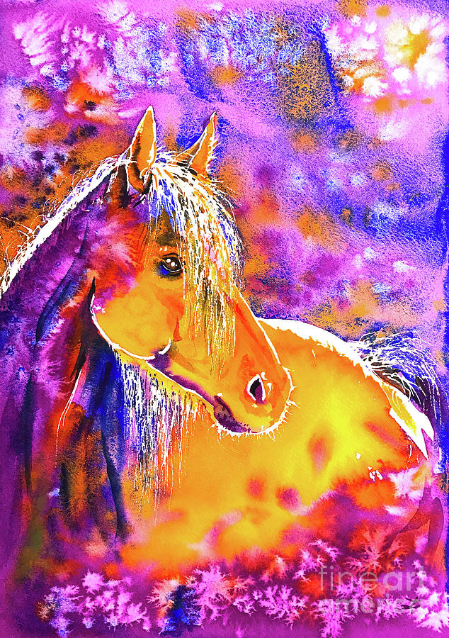 Horse Painting - Sunny Mare #1 by Zaira Dzhaubaeva