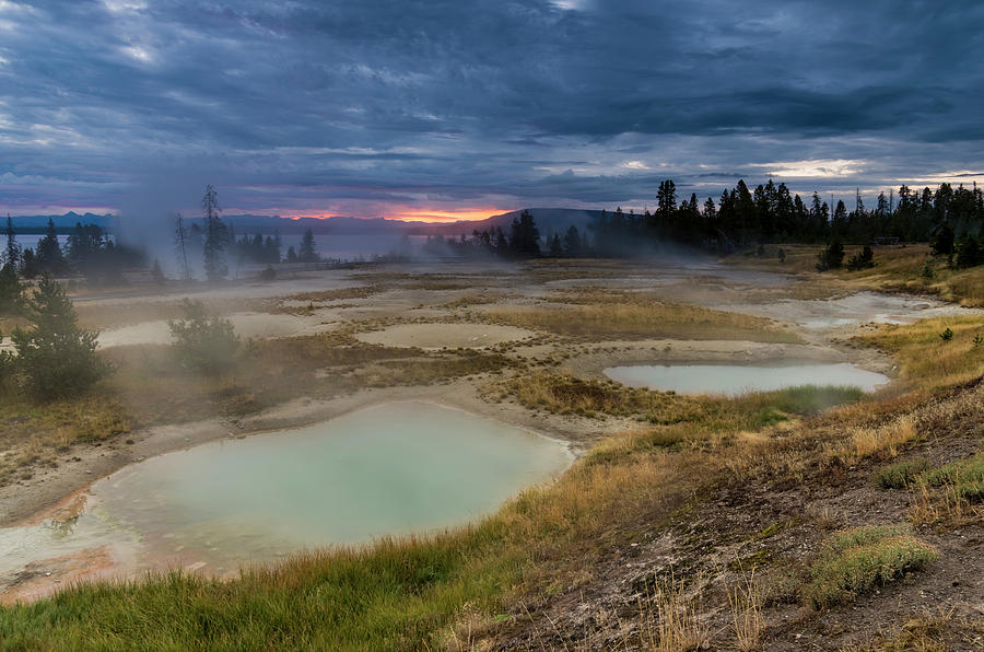 Sunrise at West Thumb Geyser Basin Photograph by John Trax - Pixels