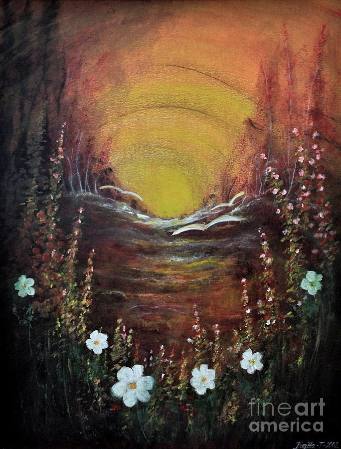 Fantasy Painting - Sunrise #1 by Birgitta Thunberg