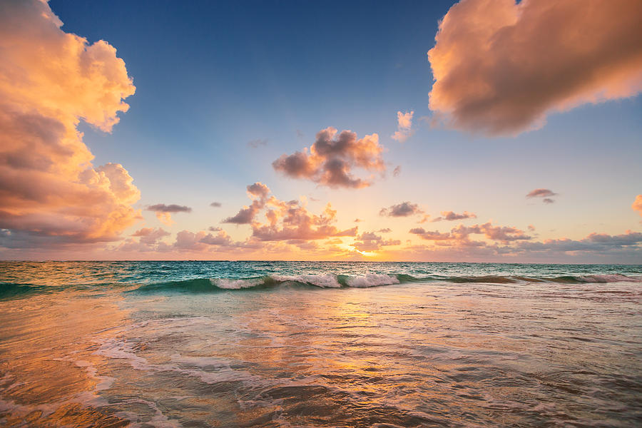 Sunrise on the beach of Caribbean sea Photograph by Valentin Valkov ...