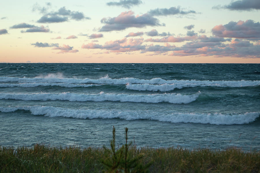 Sunset And Waves Photograph