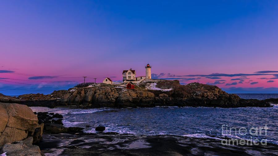 Sunset at Cape Neddick/Nubble Light. #2 Photograph by New England Photography