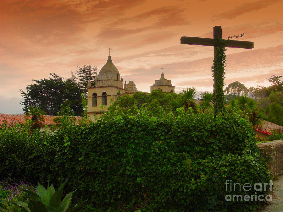 Sunset at Carmel Mission #1 Photograph by Jim Sweida