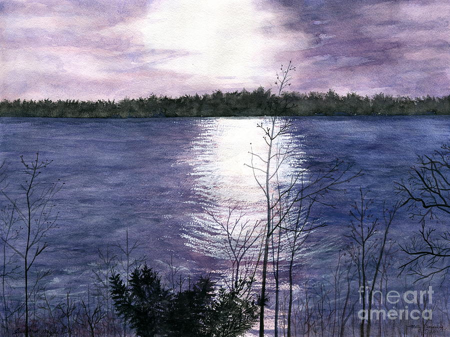 Sunset at Niagara River New York #1 Painting by Melly Terpening