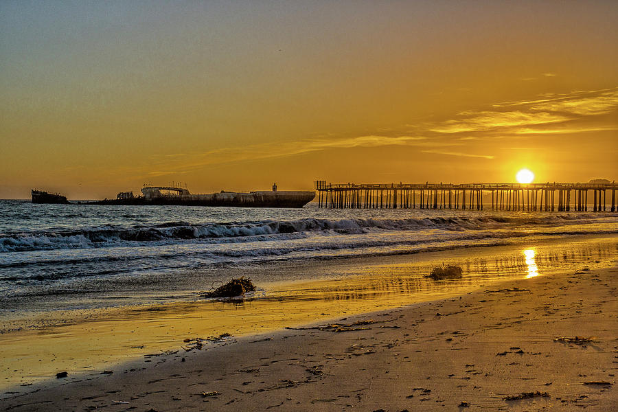 Sunset at Seacliff Pier #1 Photograph by Donald Pash