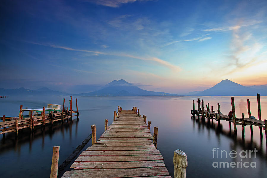 Sunset at the Panajachel Pier on Lake Atitlan, Guatemala #2 Photograph by Sam Antonio