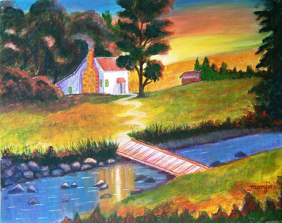 Sunset Cottage #1 Painting by Manjiri Kanvinde