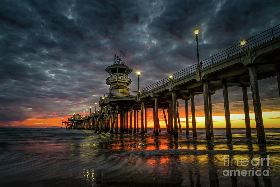 Sunset Huntington Beach Pier  #1 Photograph by Peter Dang